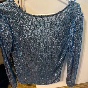 Super cute fancy blue sequin top size small